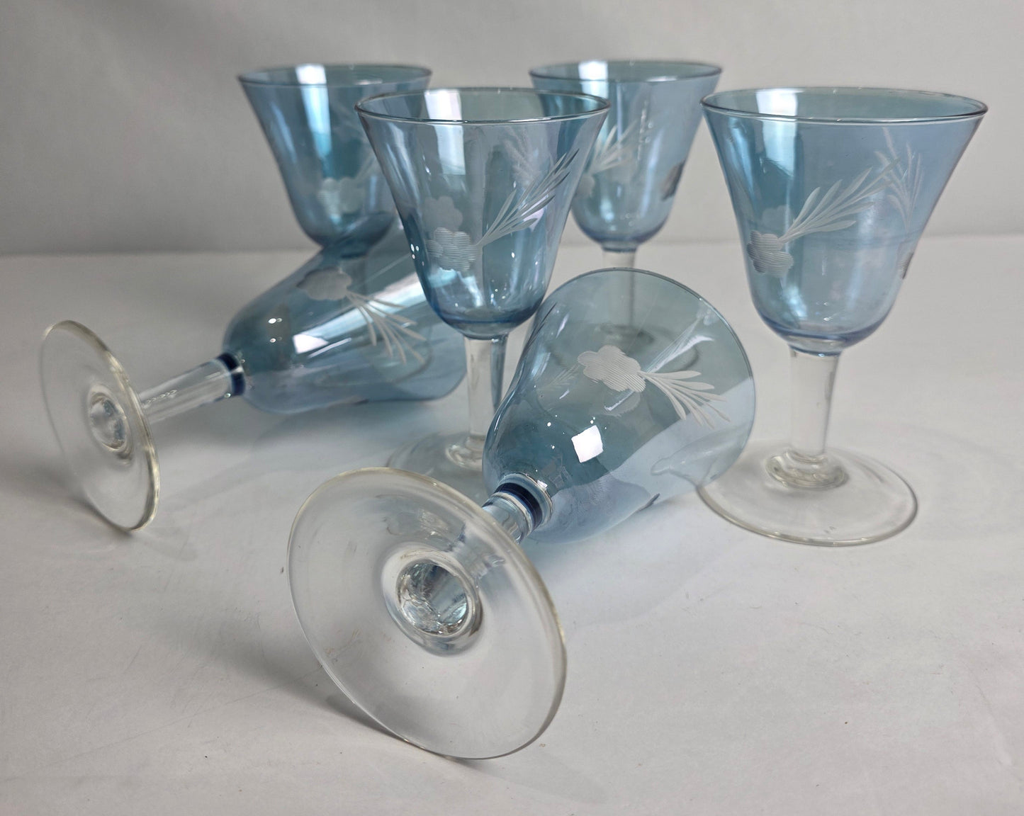 Vtg. MCM Blue Cordial Set (6)
