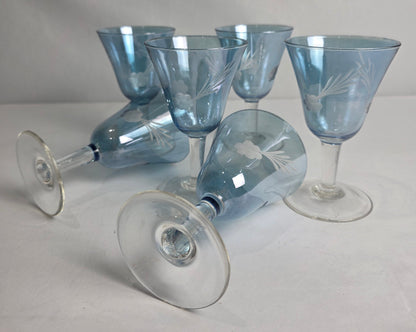 Vtg. MCM Blue Cordial Set (6)
