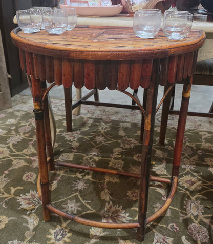 Vtg. Mid-Century Rattan/Bamboo Accent Table