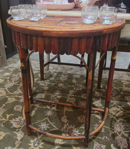 Vtg. Mid-Century Rattan/Bamboo Accent Table