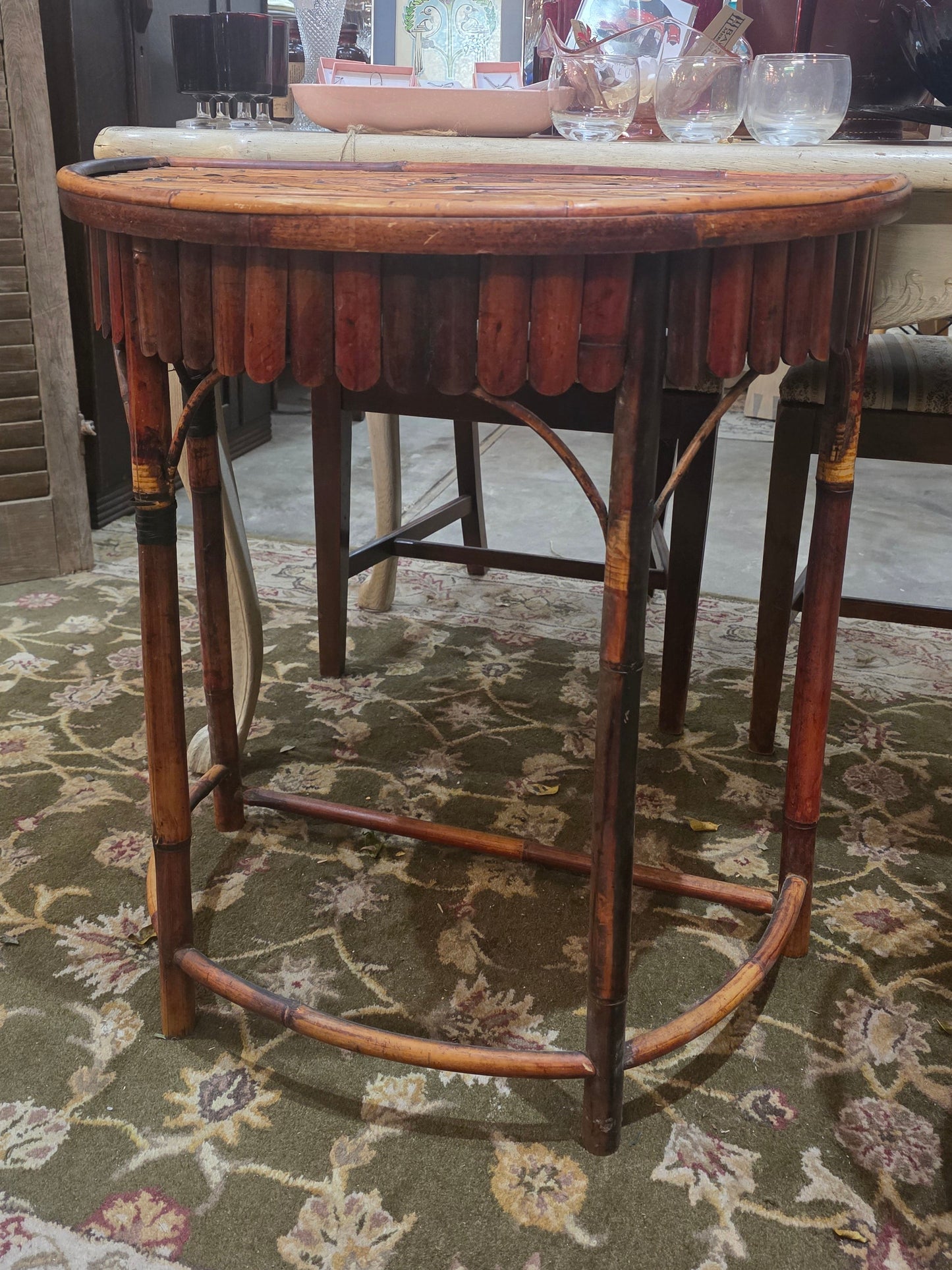 Vtg. Mid-Century Rattan/Bamboo Accent Table