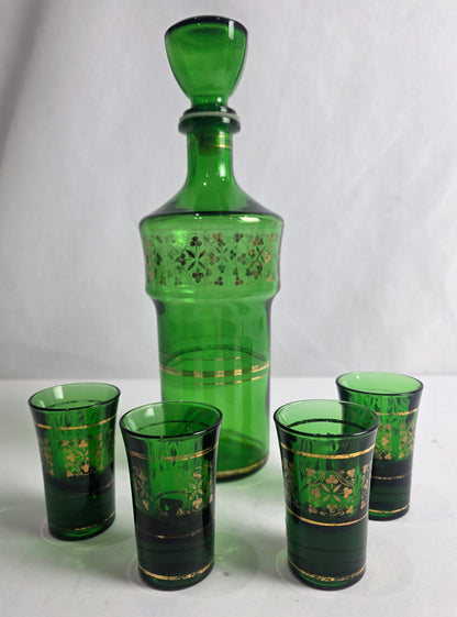 Vtg. Italian Green Barware Set
