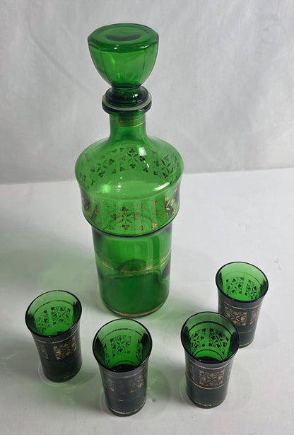 Vtg. Italian Green Barware Set