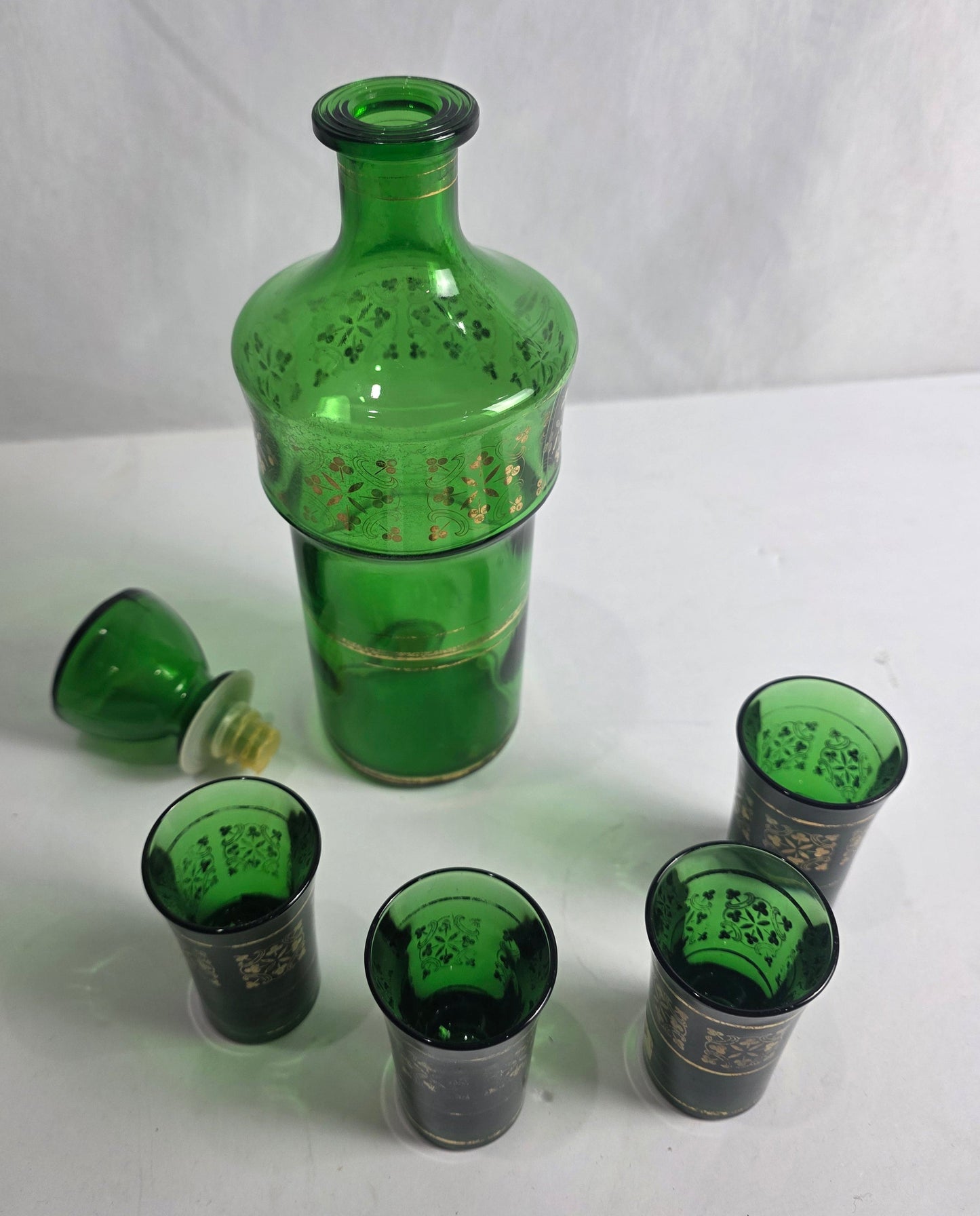 Vtg. Italian Green Barware Set