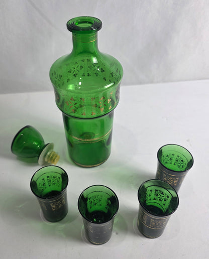 Vtg. Italian Green Barware Set