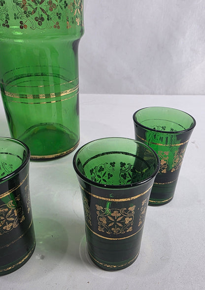 Vtg. Italian Green Barware Set