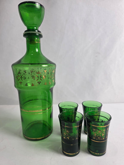 Vtg. Italian Green Barware Set