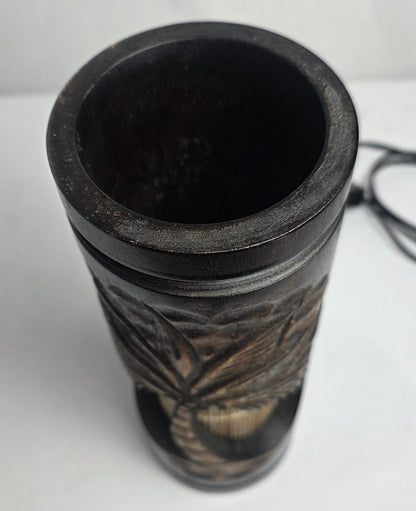 Vtg. Carved Mango Wood Tiki Lamp
