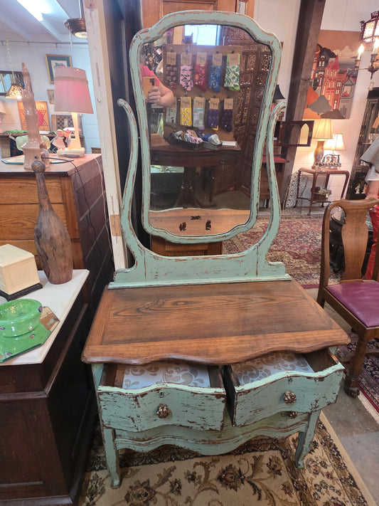 Vtg. Teal Dresser w/ Mirror