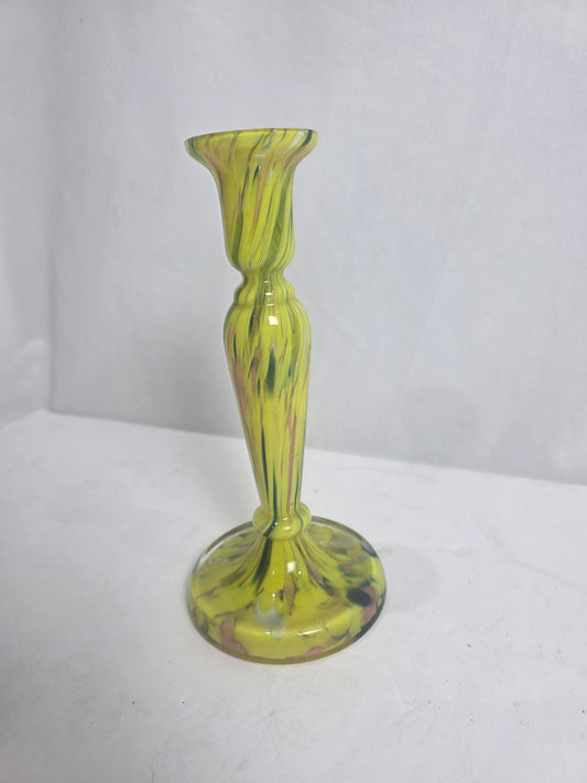 Vtg. Yellow Handblown Glass Vase