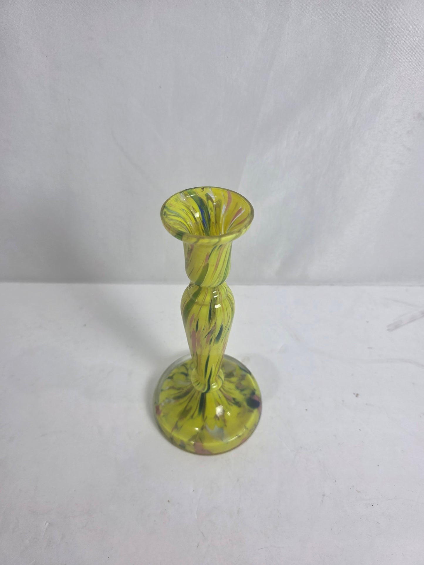 Vtg. Yellow Handblown Glass Vase