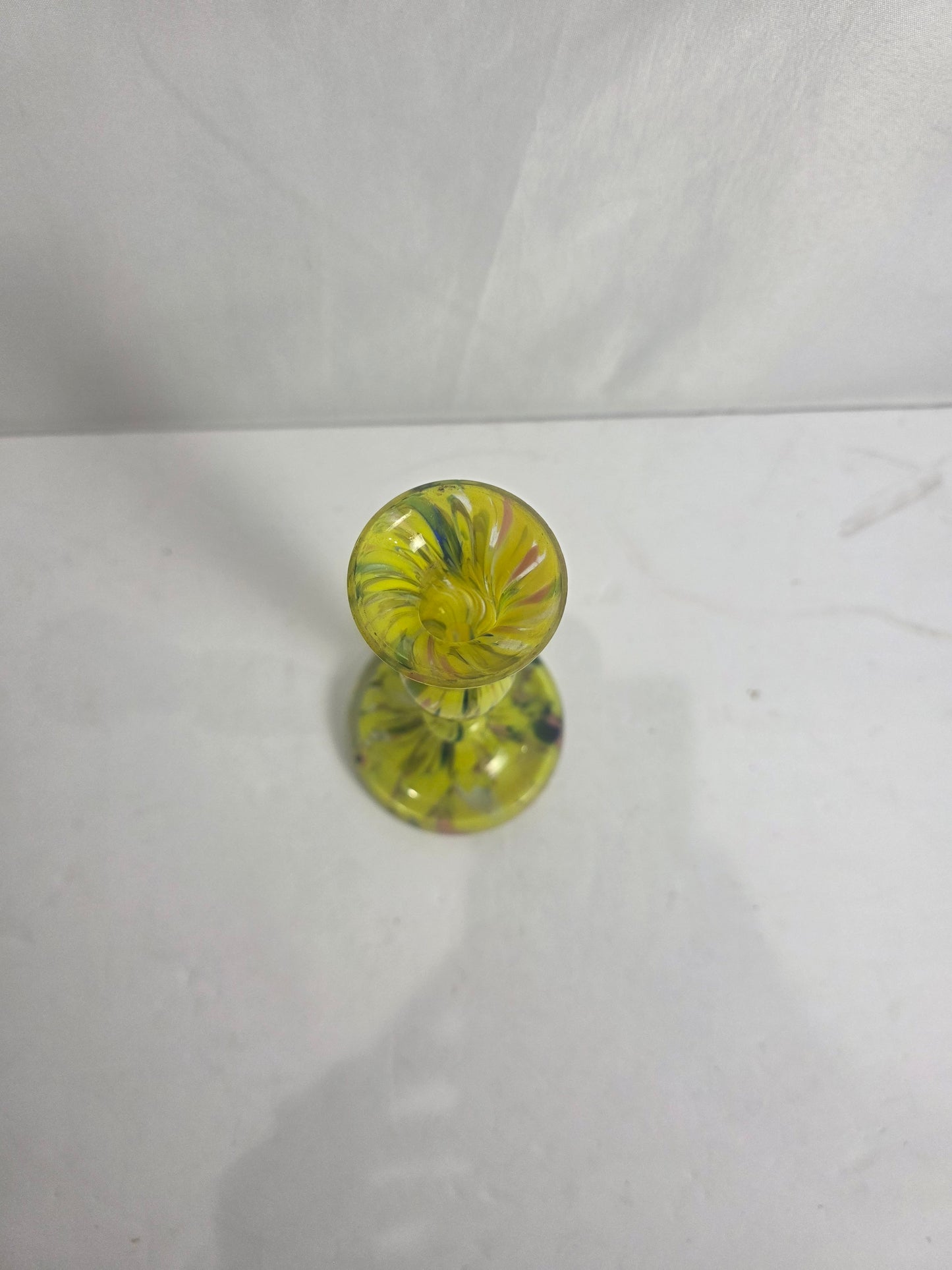 Vtg. Yellow Handblown Glass Vase