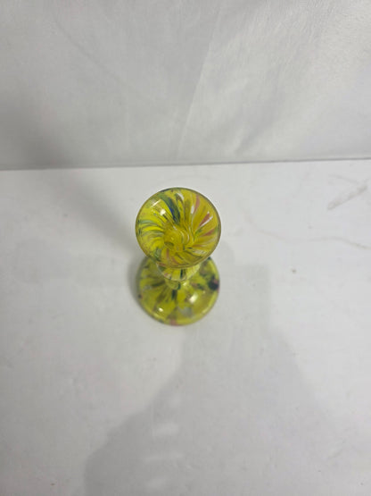 Vtg. Yellow Handblown Glass Vase