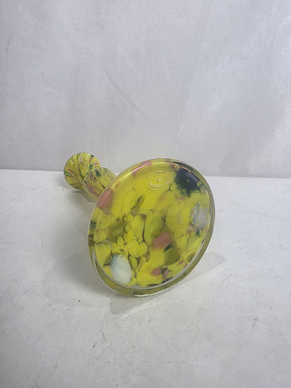 Vtg. Yellow Handblown Glass Vase