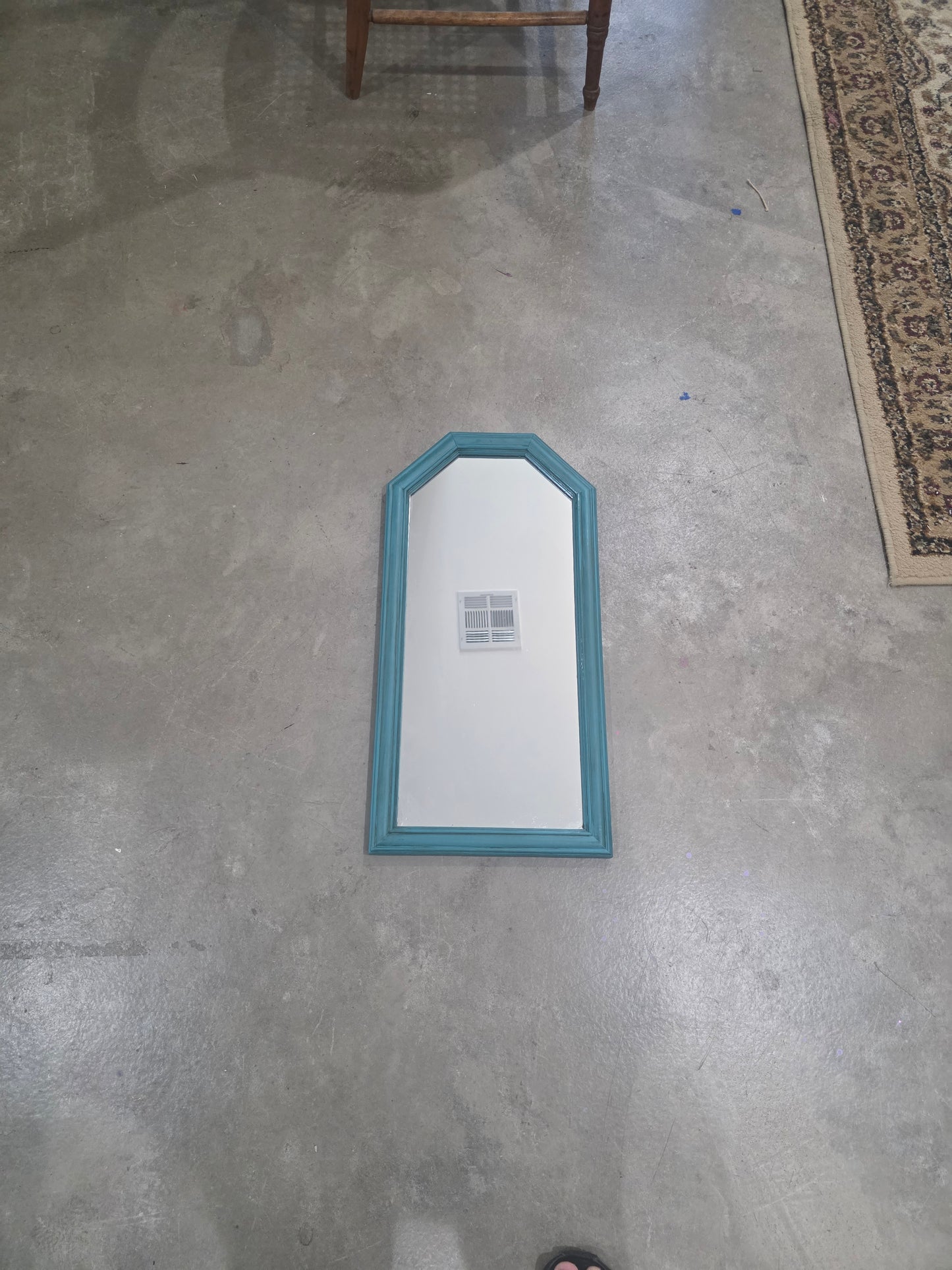 Vtg. Teal Framed Mirror