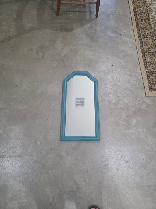Vtg. Teal Framed Mirror