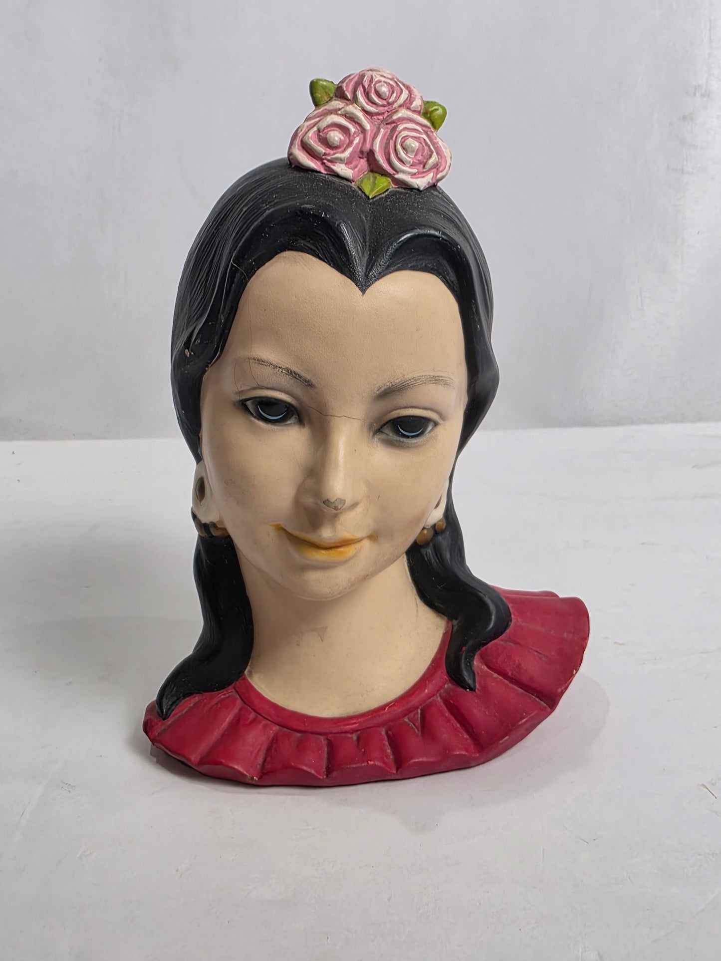 Vtg. 1960s Chalkware Spanish Lady Bust