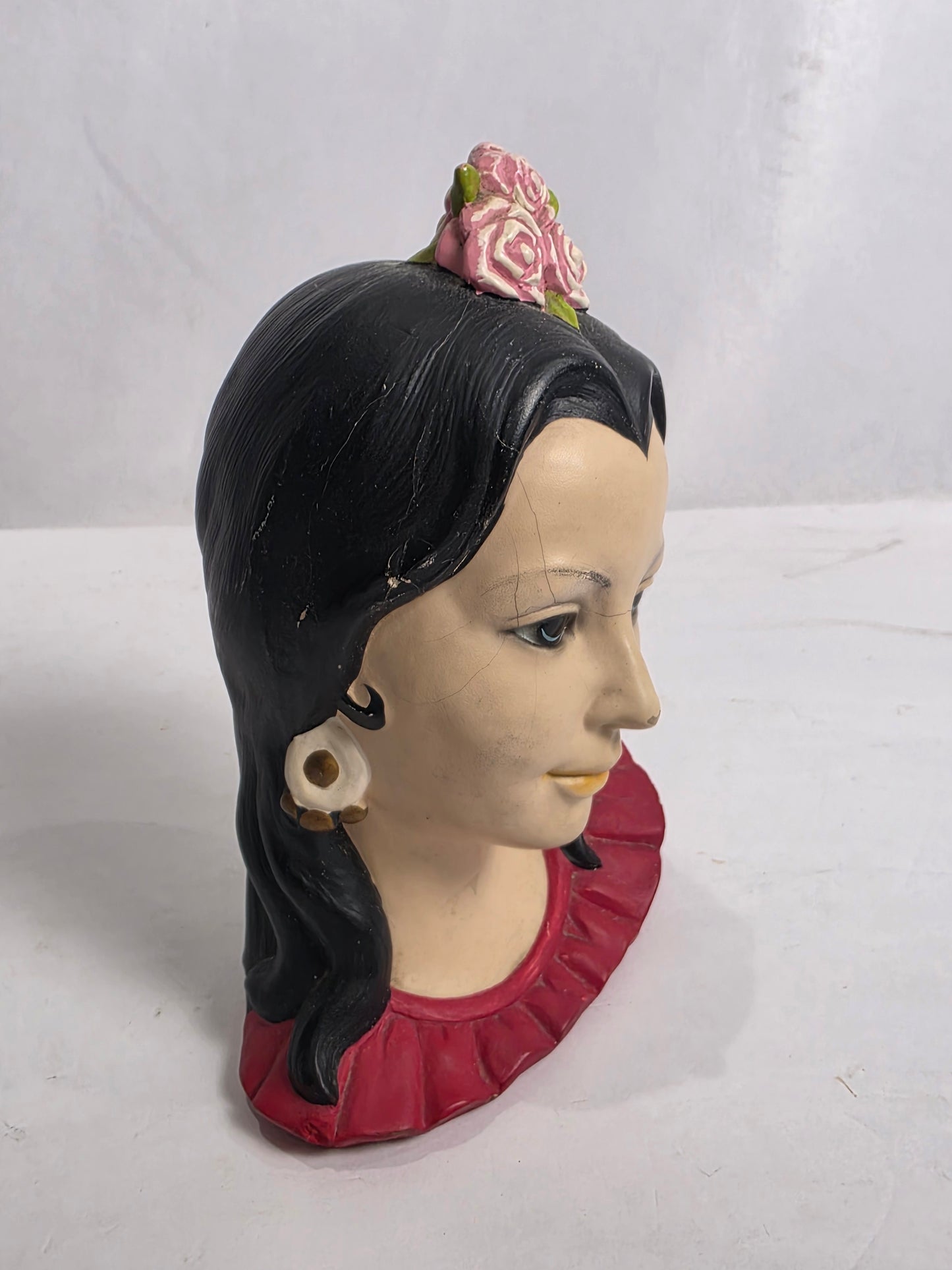 Vtg. 1960s Chalkware Spanish Lady Bust
