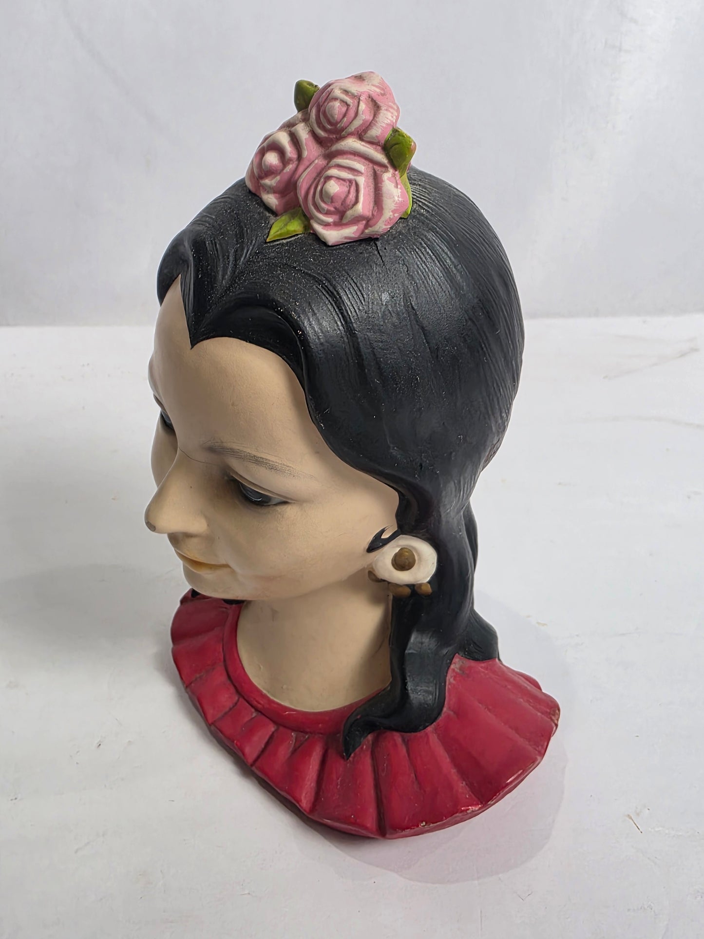Vtg. 1960s Chalkware Spanish Lady Bust