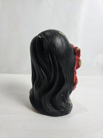 Vtg. 60s Chalkware Hawaiian Lady Bust