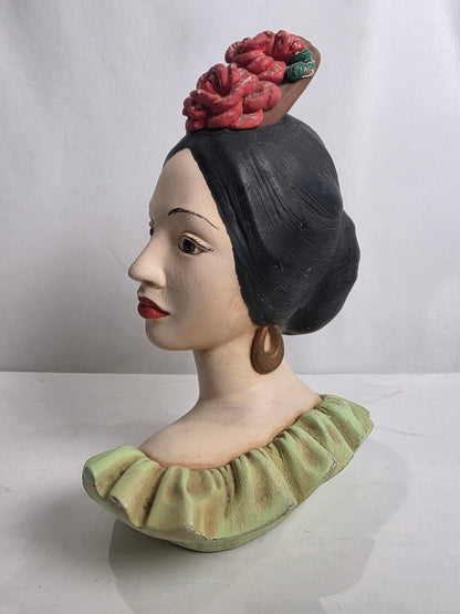 Vtg. 60s Marwal Chalkware Senorita Bust