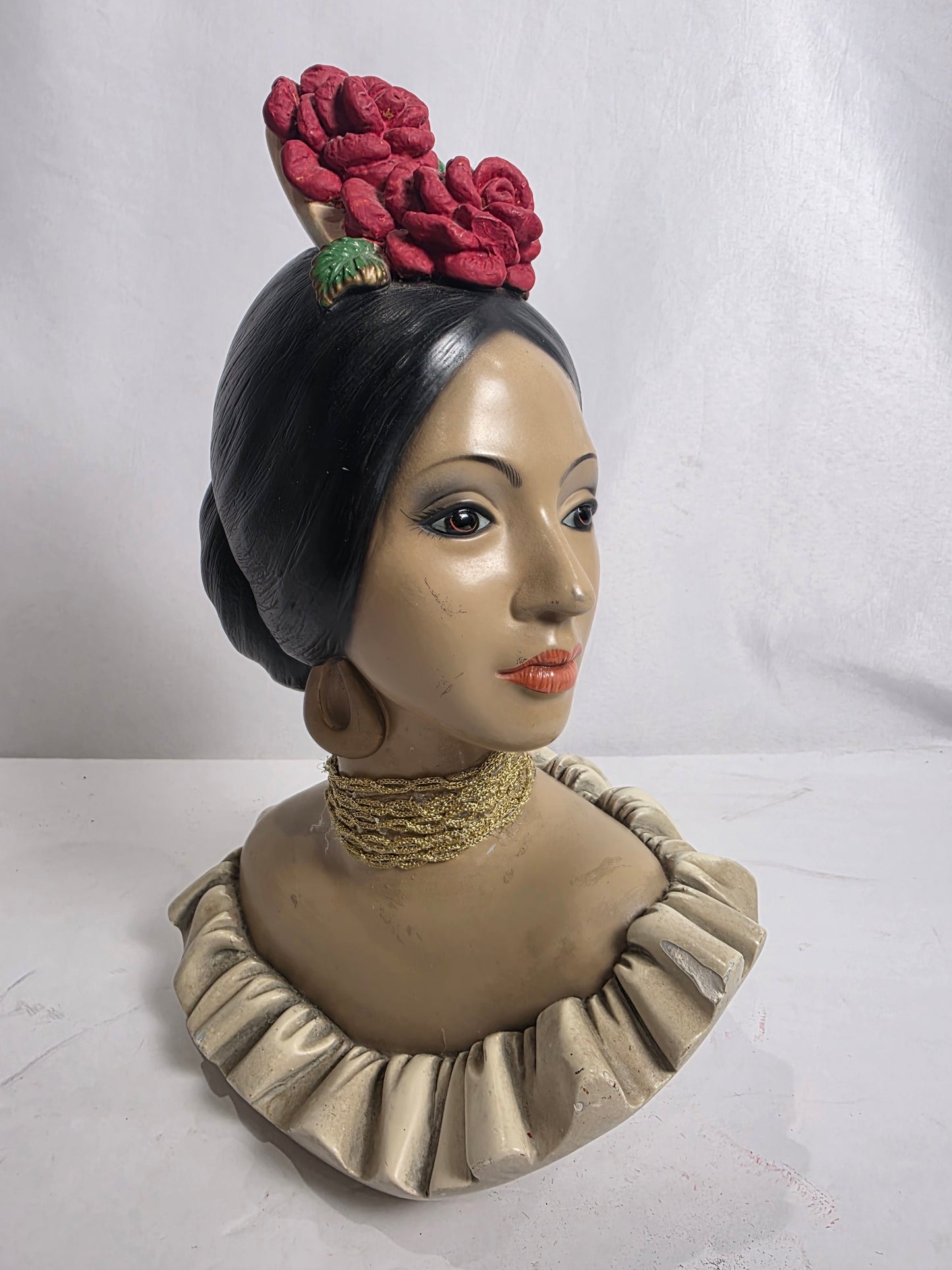 Vtg. 1966 Marwal Spanish Senorita Chalkware Bust