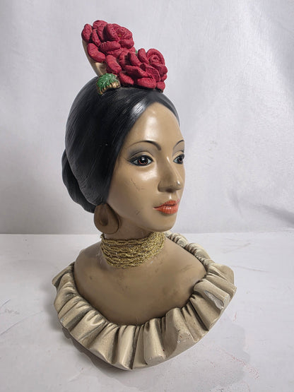 Vtg. 1966 Marwal Spanish Senorita Chalkware Bust