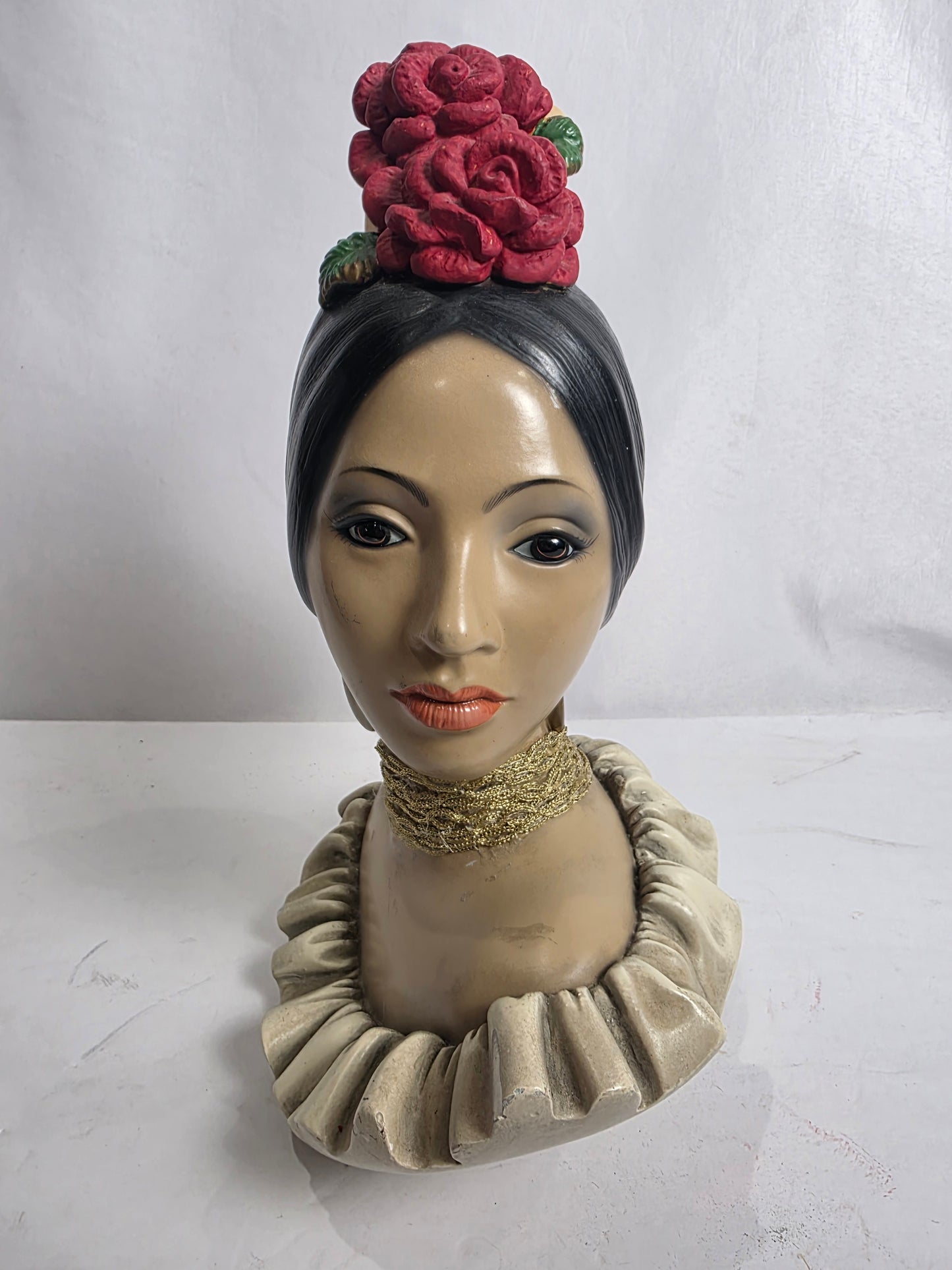Vtg. 1966 Marwal Spanish Senorita Chalkware Bust
