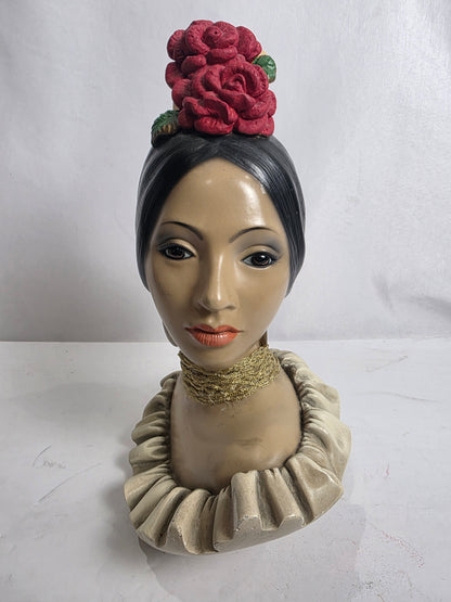 Vtg. 1966 Marwal Spanish Senorita Chalkware Bust