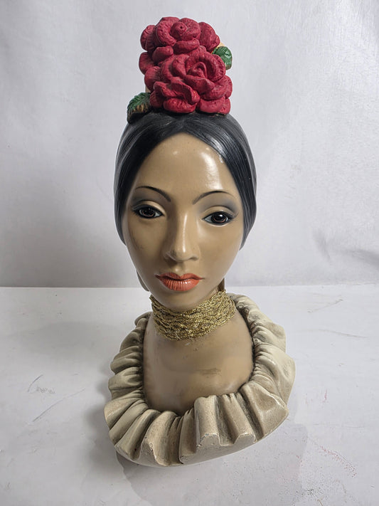 Vtg. 1966 Marwal Spanish Senorita Chalkware Bust