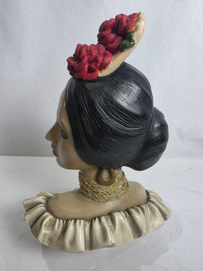 Vtg. 1966 Marwal Spanish Senorita Chalkware Bust