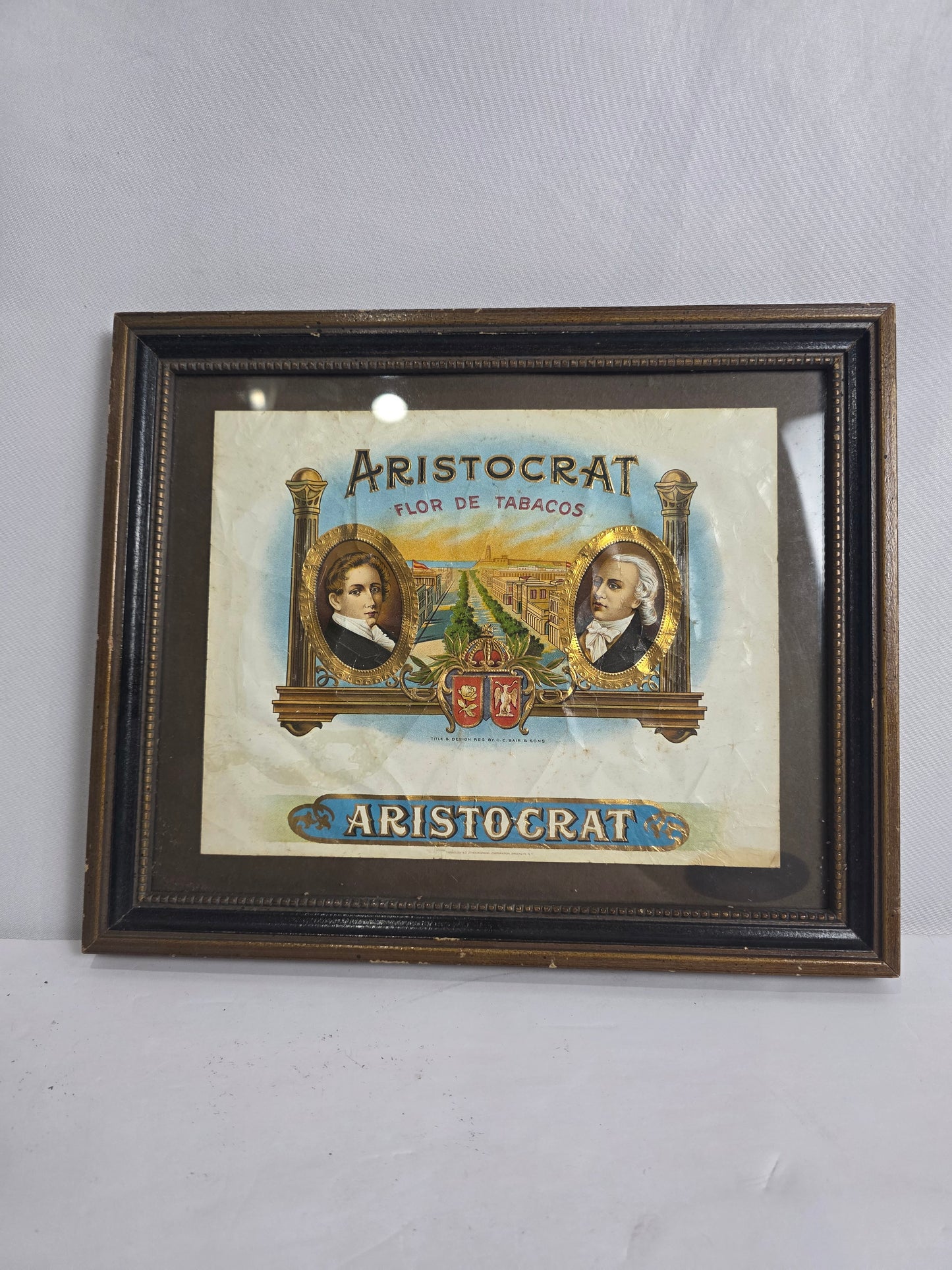 Vtg. Framed Aristocrat Cigar Label