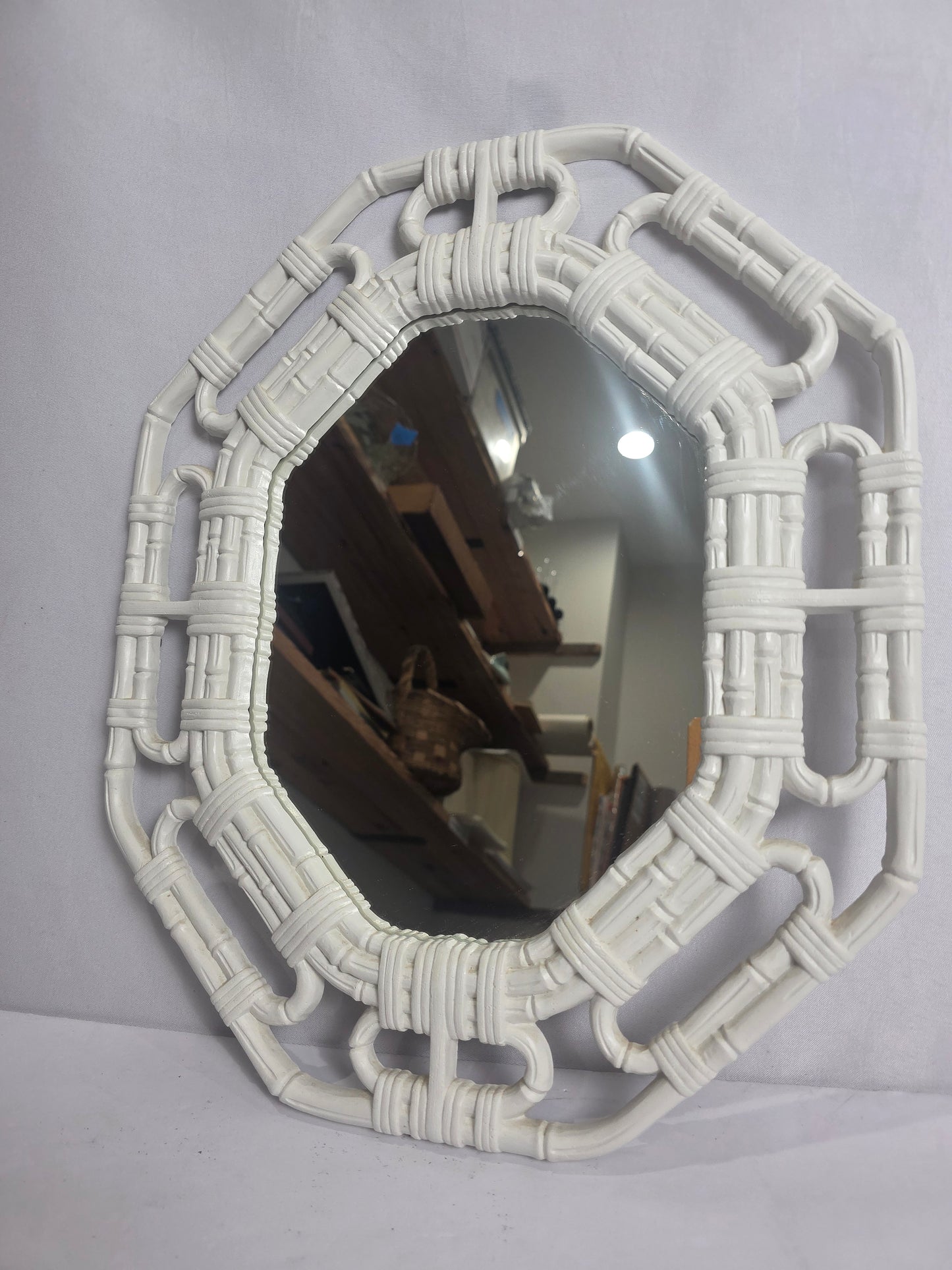 Vtg. 70s Homco Faux Bamboo Mirror
