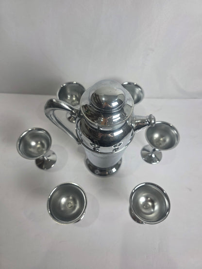 Vtg. MCM Chrome-Plated Bar Set (7)