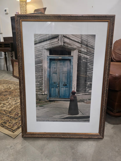 Vtg. Blue Door Print 24"x33"
