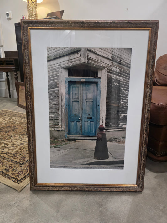 Vtg. Blue Door Print 24"x33"