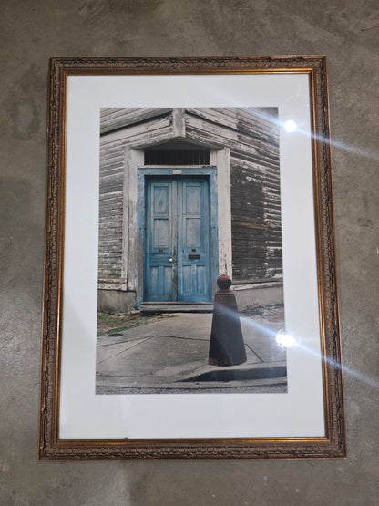 Vtg. Blue Door Print 24"x33"