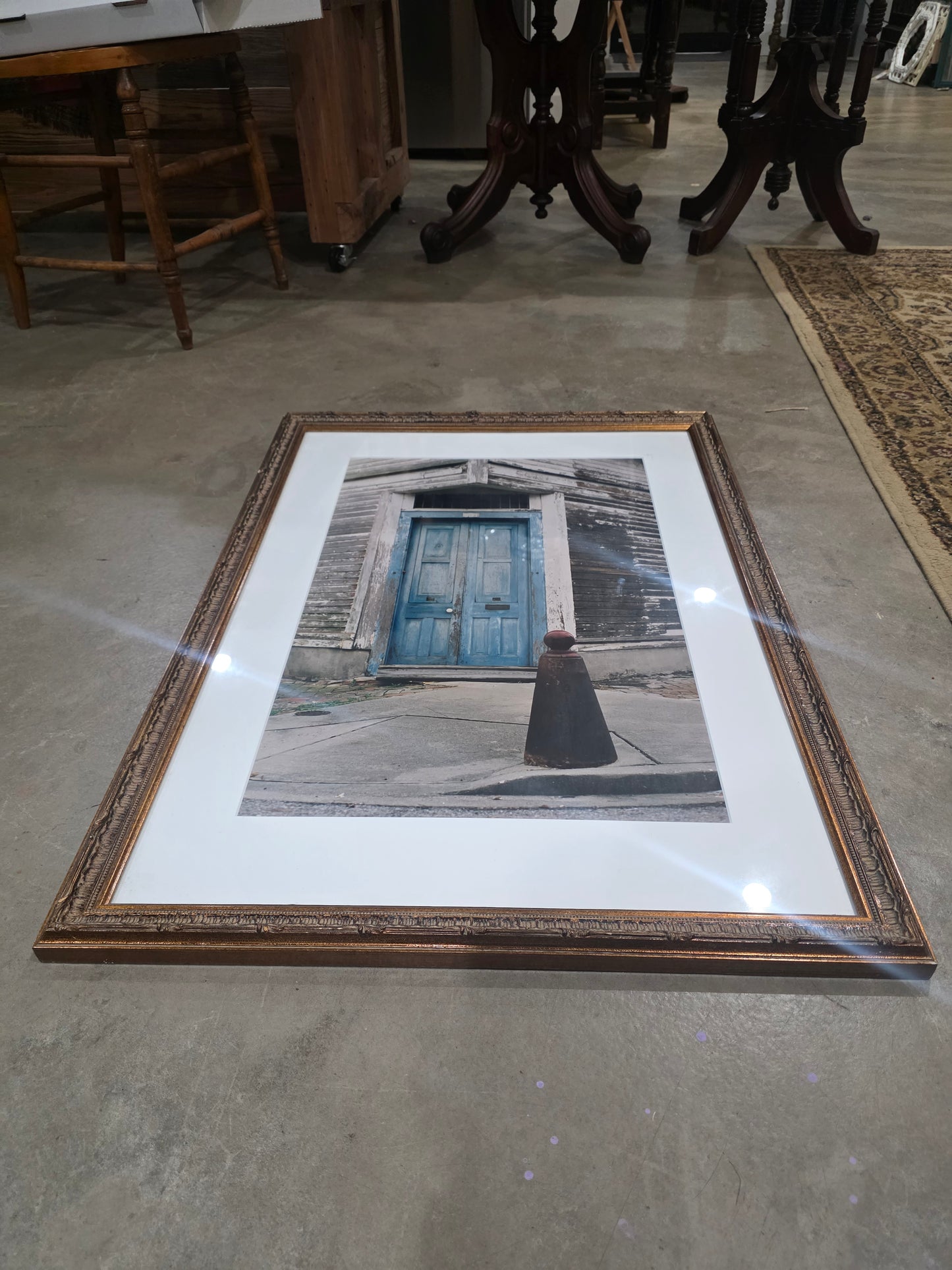 Vtg. Blue Door Print 24"x33"