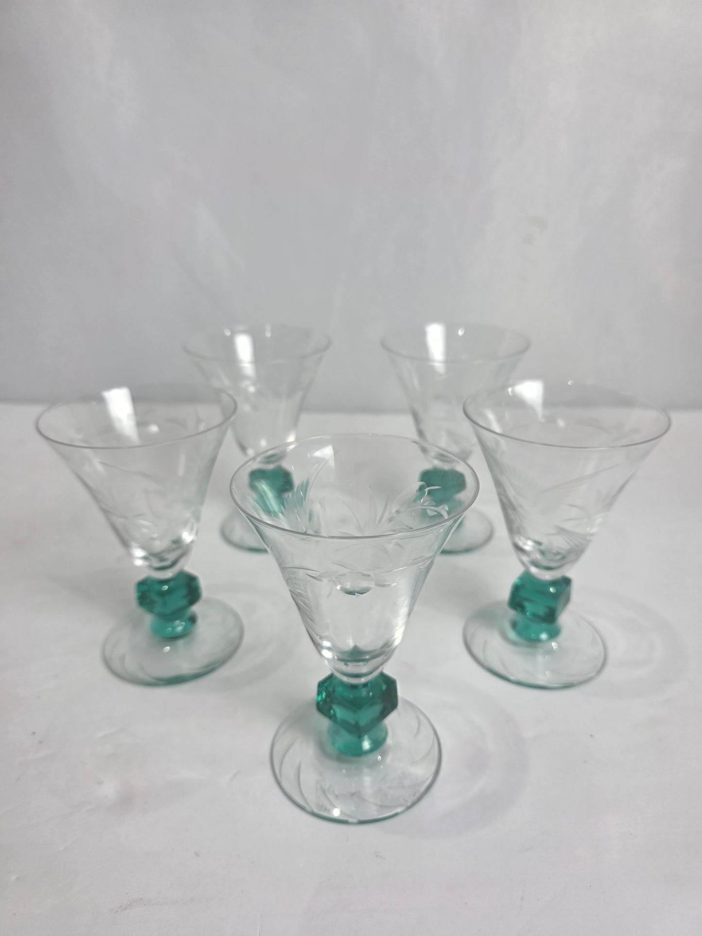 Vtg. Set of JGL Glastonbury Lotus UG Stem Glasses (5)