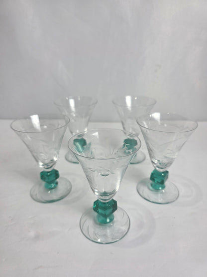 Vtg. Set of JGL Glastonbury Lotus UG Stem Glasses (5)