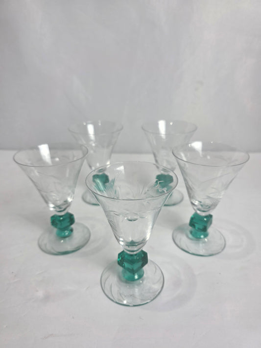 Vtg. Set of JGL Glastonbury Lotus UG Stem Glasses (5)