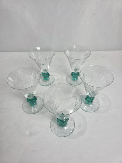 Vtg. Set of JGL Glastonbury Lotus UG Stem Glasses (5)