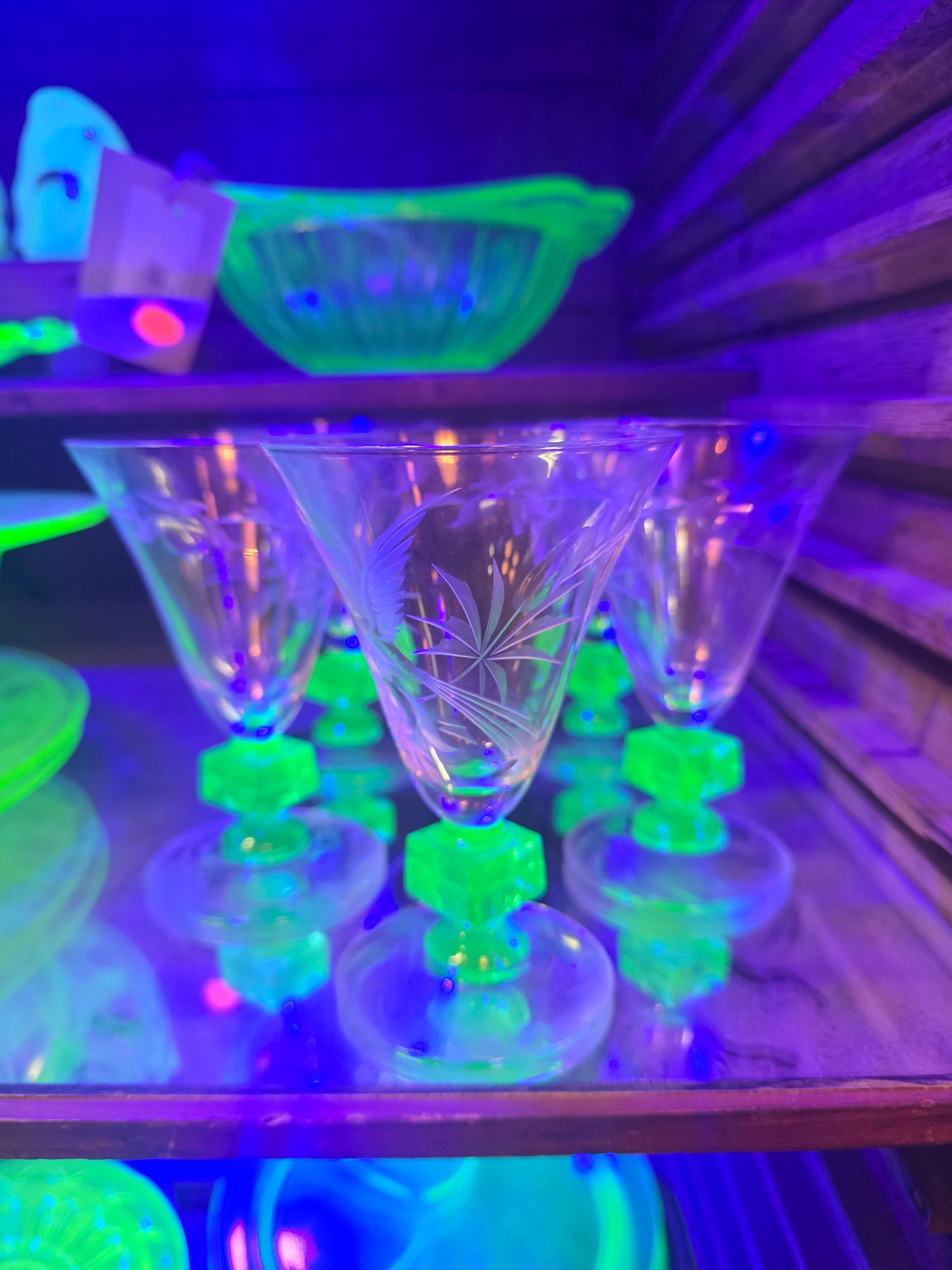Vtg. Set of JGL Glastonbury Lotus UG Stem Glasses (5)