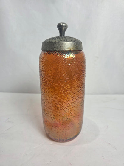 Vtg. Carnival Glass Cannister 10"