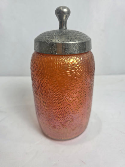 Vtg. Carnival Glass Cannister 8.5"
