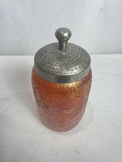 Vtg. Carnival Glass Cannister 8.5"