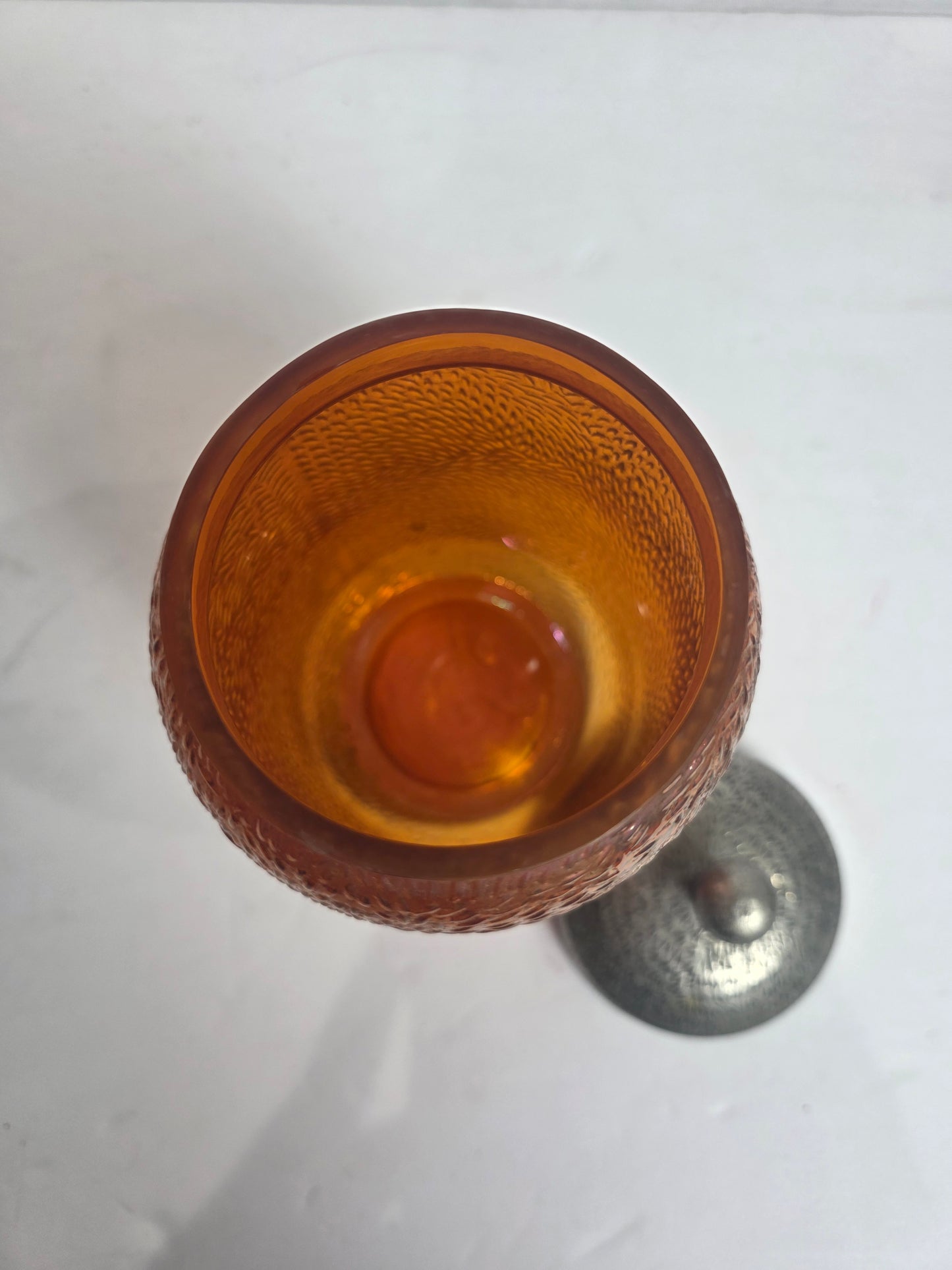 Vtg. Carnival Glass Cannister 8.5"
