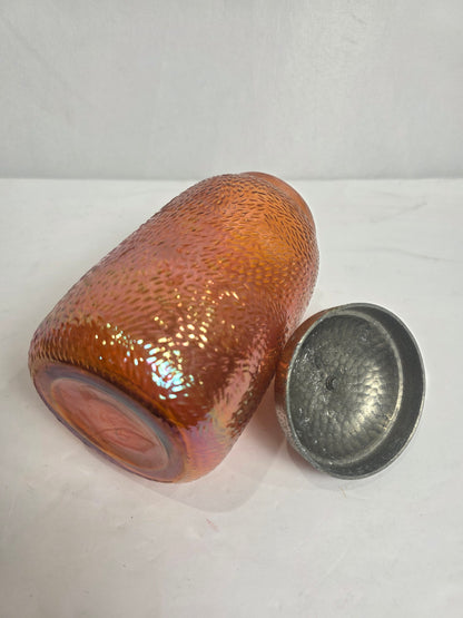 Vtg. Carnival Glass Cannister 8.5"