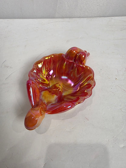 Vtg. UV Reactive Carnival Glass Nude Lady Dish