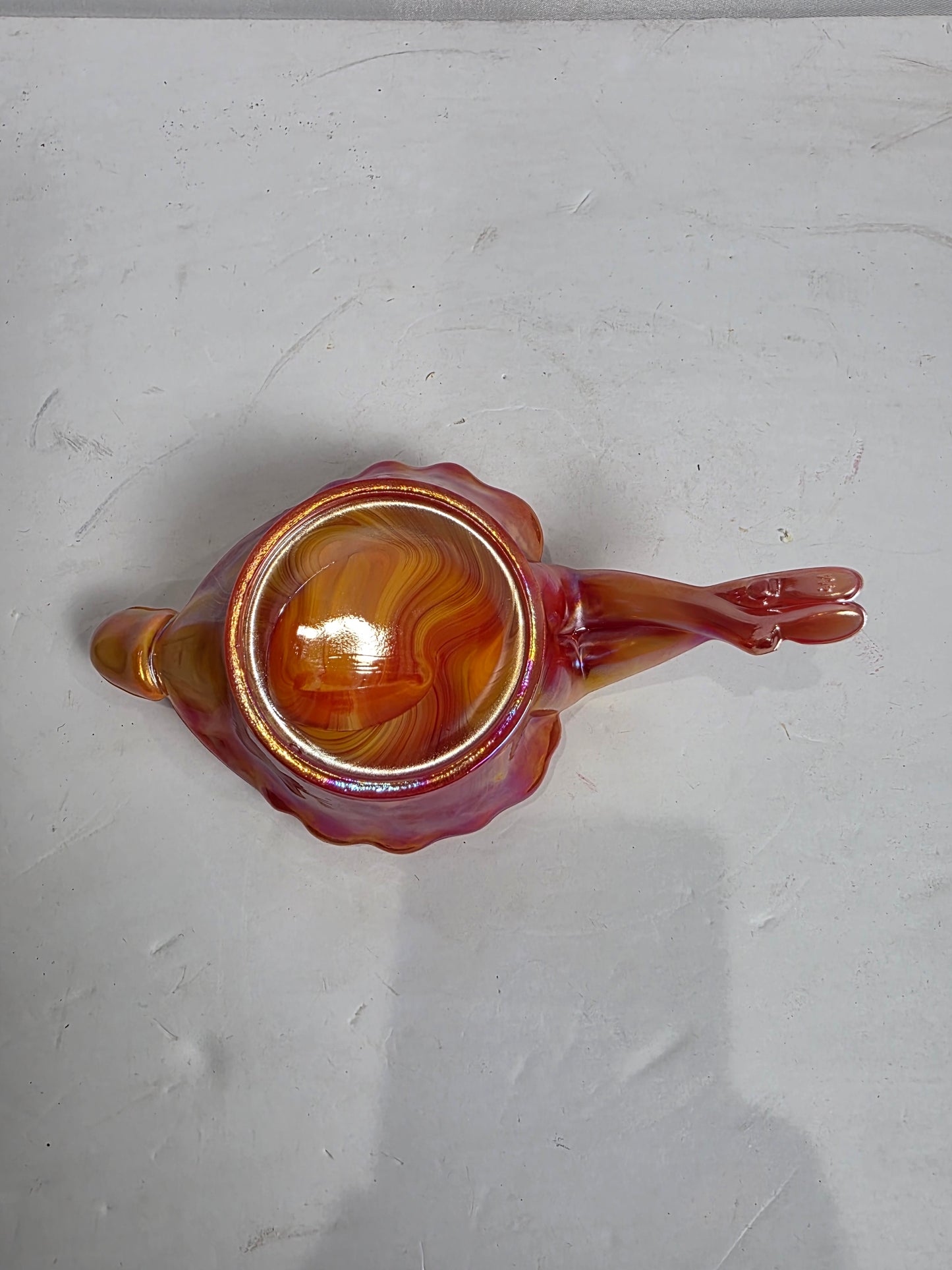 Vtg. UV Reactive Carnival Glass Nude Lady Dish